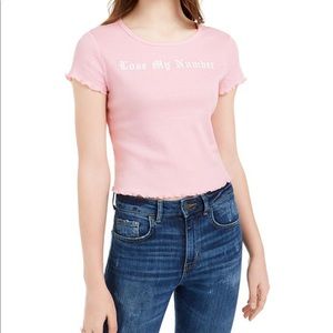 NWT Love Tribe Pink Lose My Number Medium Tee